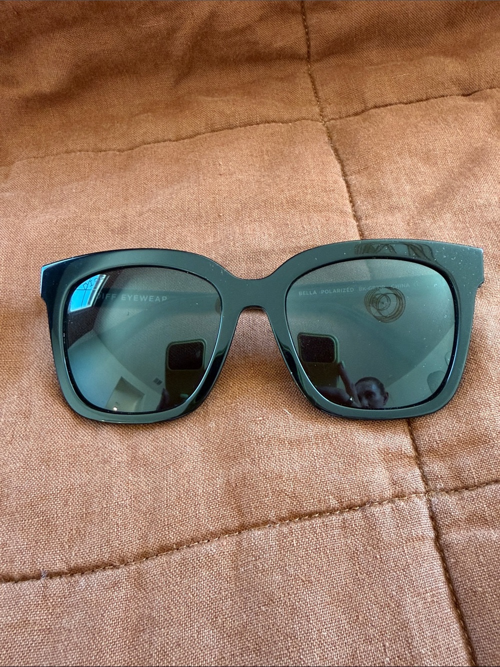 Diff Eyewear Black Square Polarized Women's Sunglasses